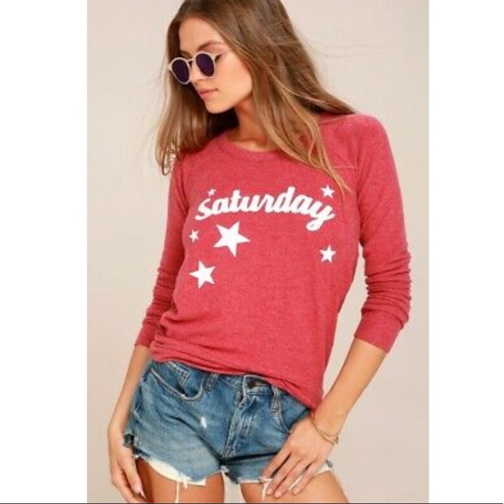 Chaser Open Back Red Saturday Pullover Sweatshirt Medium M